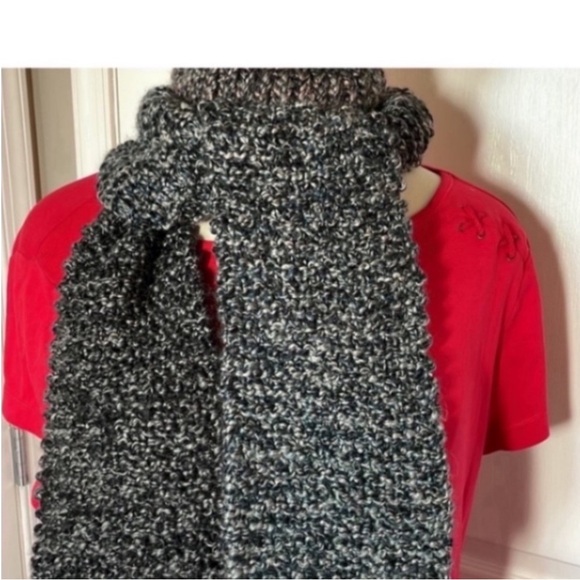 Handmade Knit Beanie Scarf Set Black Gray Teal Mauve Hat Coord Set Winter Gifts - Picture 7 of 16